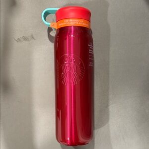 Starbucks Metallic Red Tumbler with Teal Lid